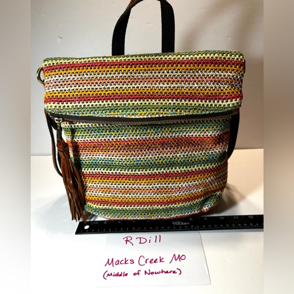 $229 ⭐️NEW Patricia Nash Luzille Spanish Multi Zig Zag Woven Crossbody Backpack - Picture 2 of 14